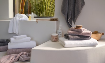 Bath towels around a bathroom