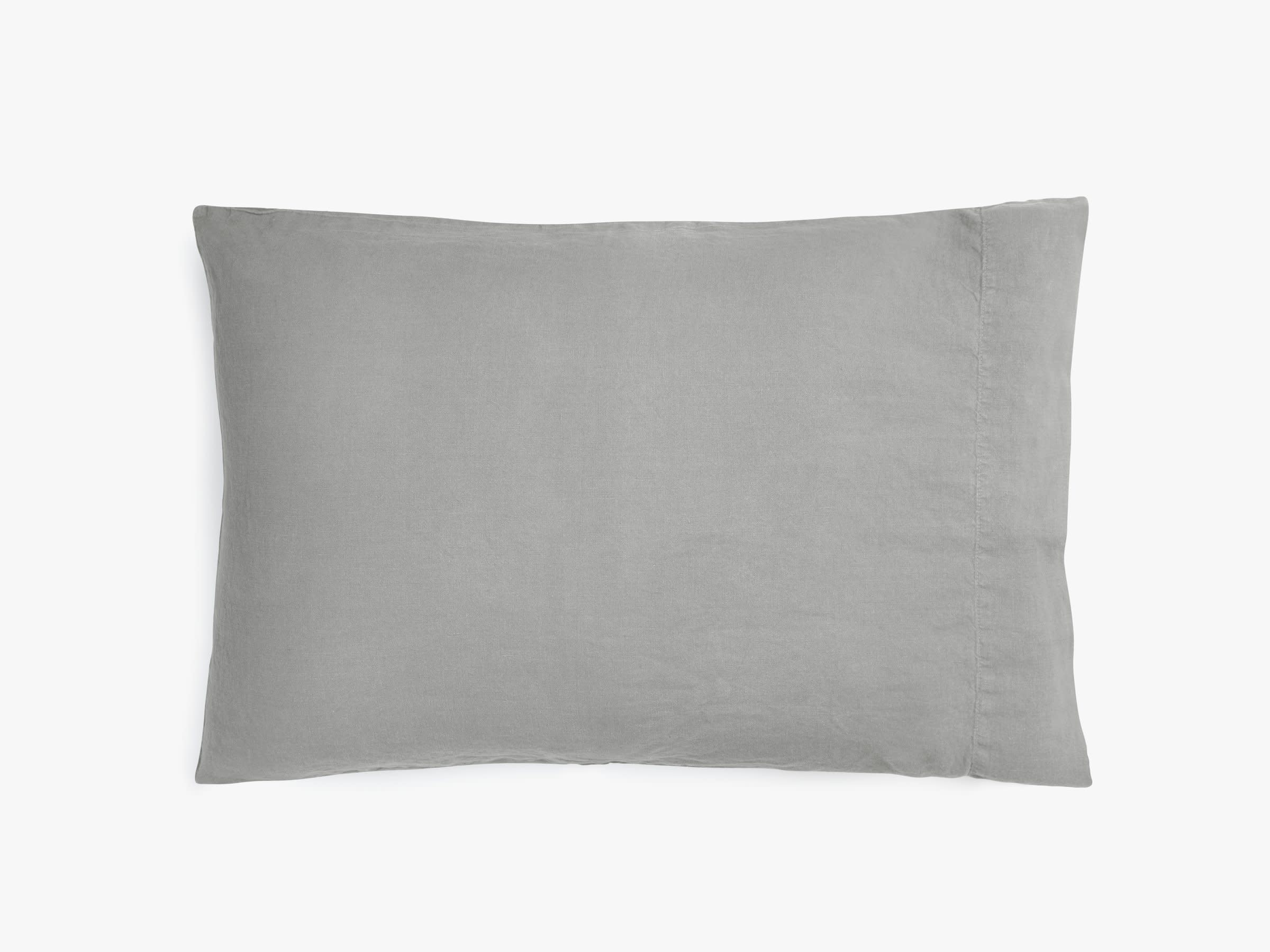 Close Up Of Grey Classic Linen Pillowcase Set