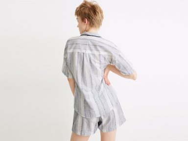 Striped Oversized Pajama Shirt Product Image