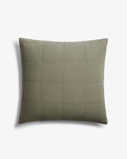 Moss Linen Box Quilted Euro Sham