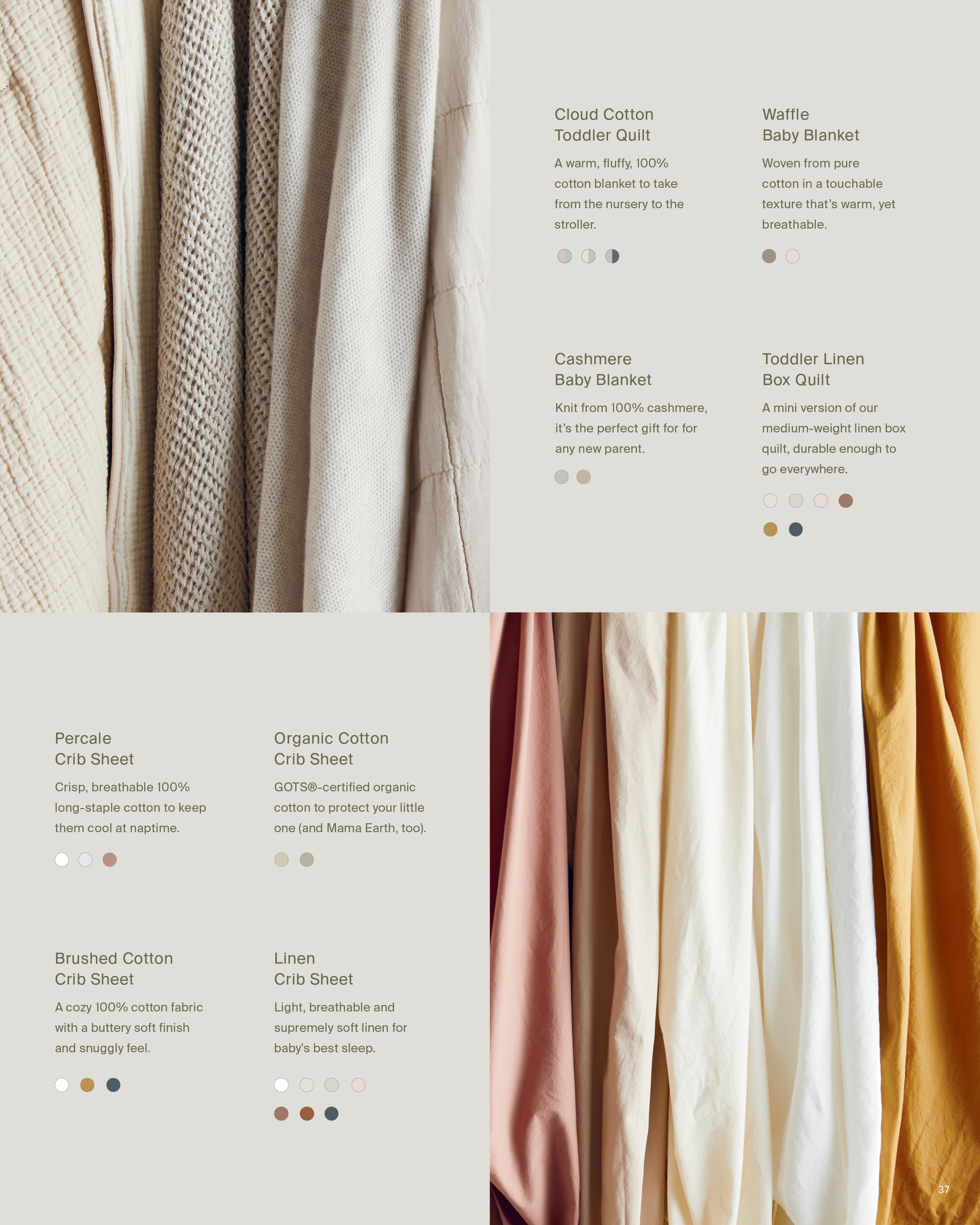 Sheets of different colors and textures