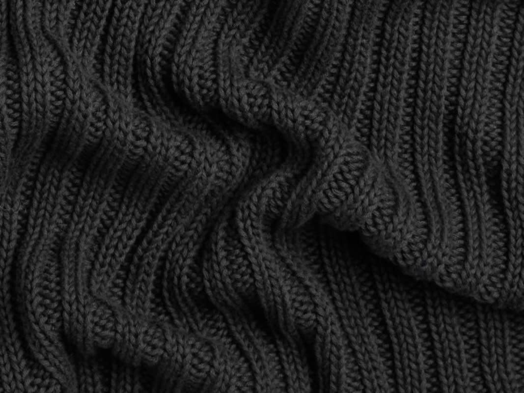 Close Up Of Charcoal Oversized Rib Knit Throw