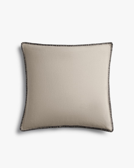 Natural With Soft Black Linen Whip Stitch Pillow Cover