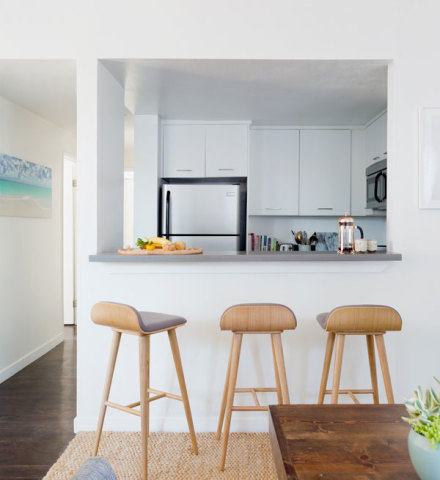 Stools at a counter