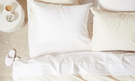 overhead photo of cream percale