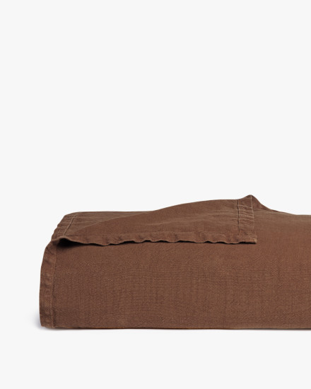 Pecan Vintage Linen Bed Cover