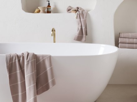 Fouta Stripe Towels Shown In A Room