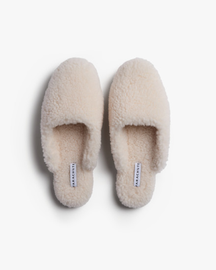 Natural Shearling Wool Lounge Slippers