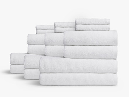 6-Piece White Bath Towel Set >100% GOTS Certified Organic Turkish