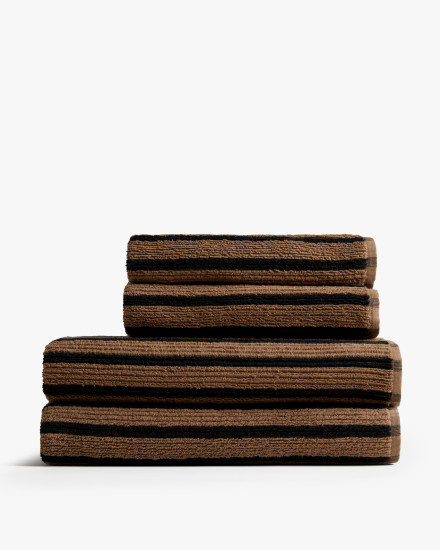 Camel With Soft Black 2 2 Organic Resort Stripe Bath Bundle