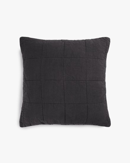 Coal Linen Box Quilted Euro Sham