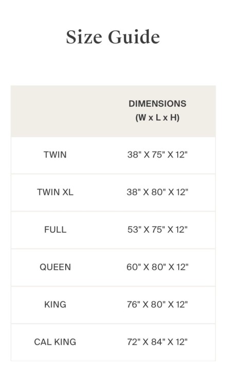 mattress sizes