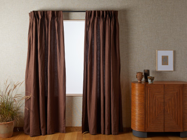 Brown Pinch Pleat Curtain Panel