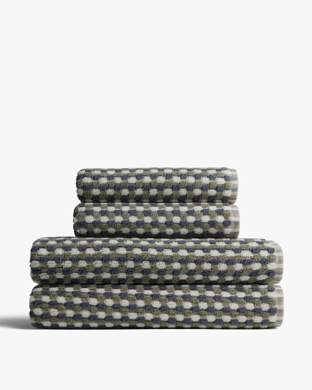 Moss And Dusk Organic Cotton Mosaic Towels