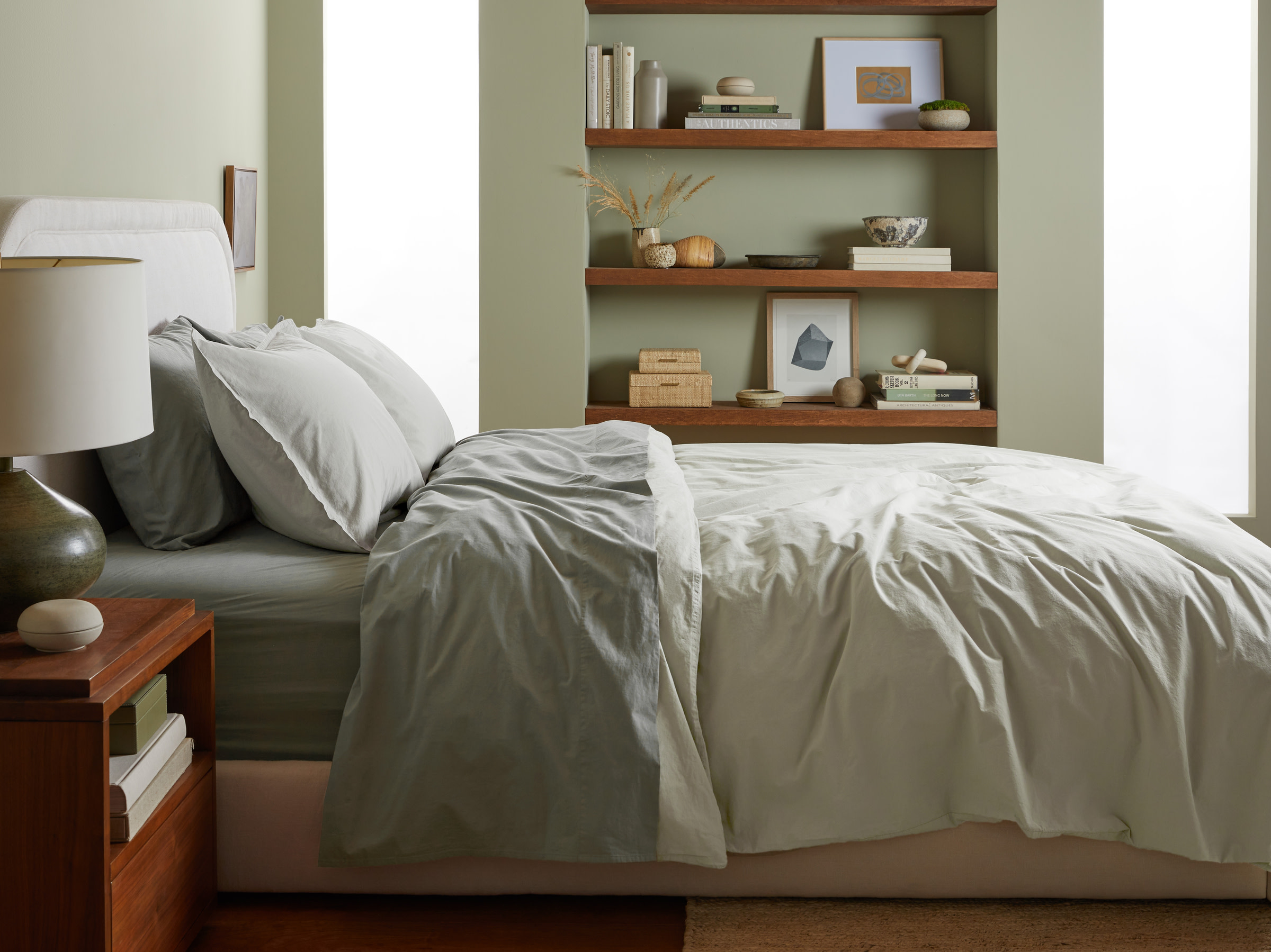 Moss Percale Fitted Sheet