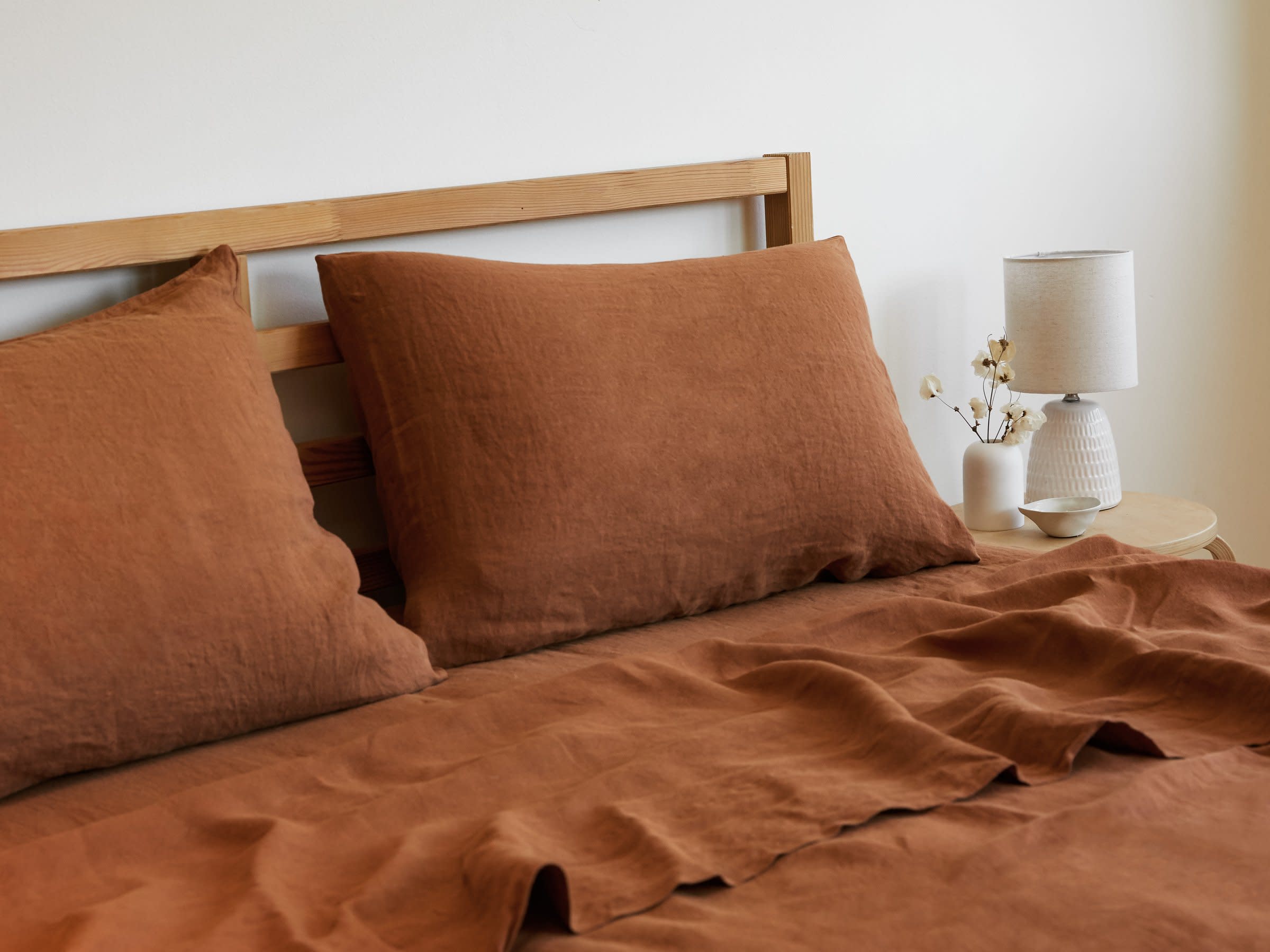 Terra Linen Pillowcase Set Shown In A Room