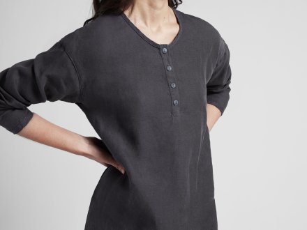 Close Up Of Womens Linen Sleep Shirt