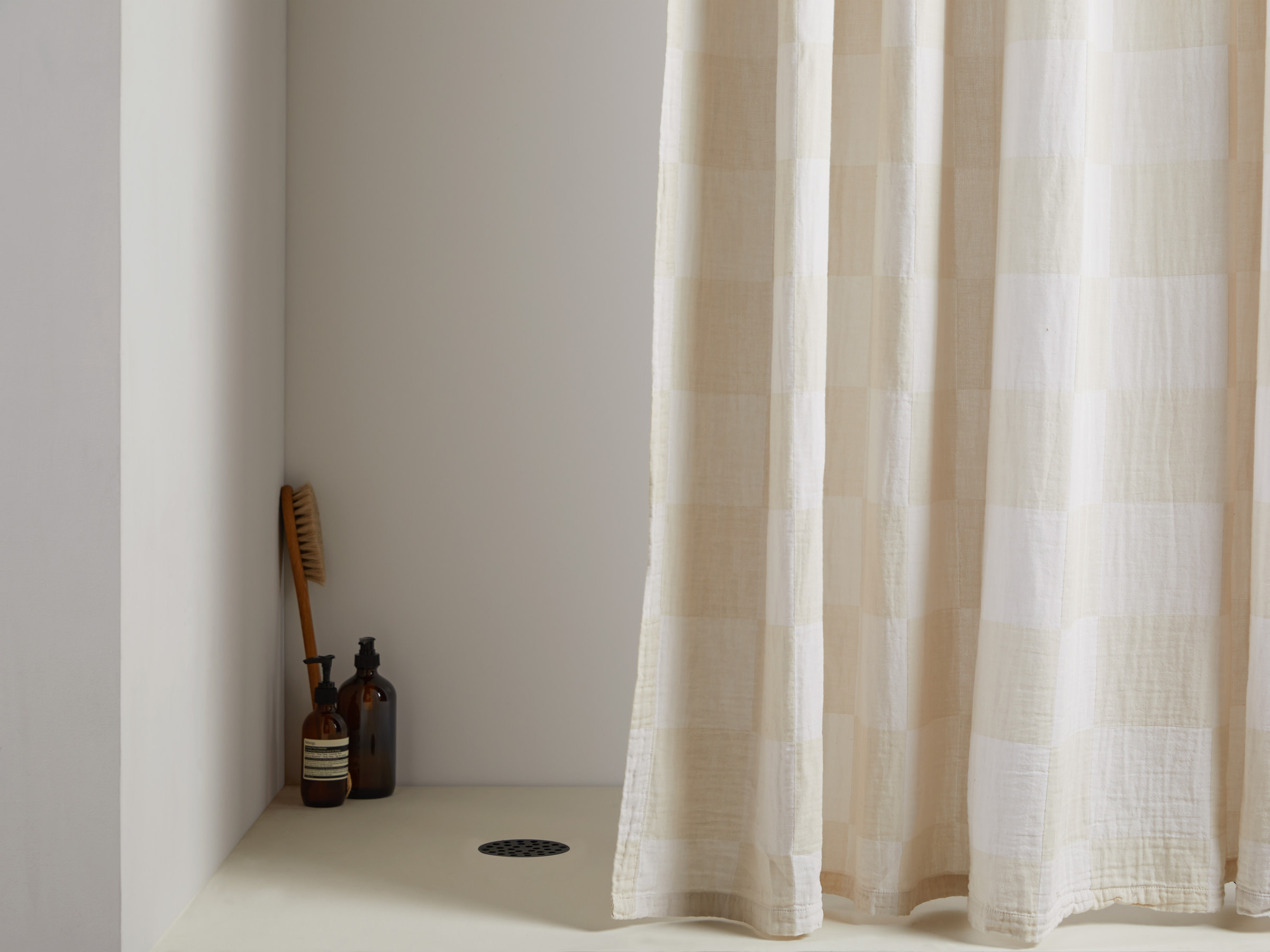 Checkered Gauze Shower Curtain
