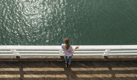 Helene looking out on the water. 