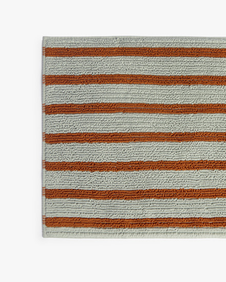 Sage With Russet Organic Resort Stripe Tub Mat