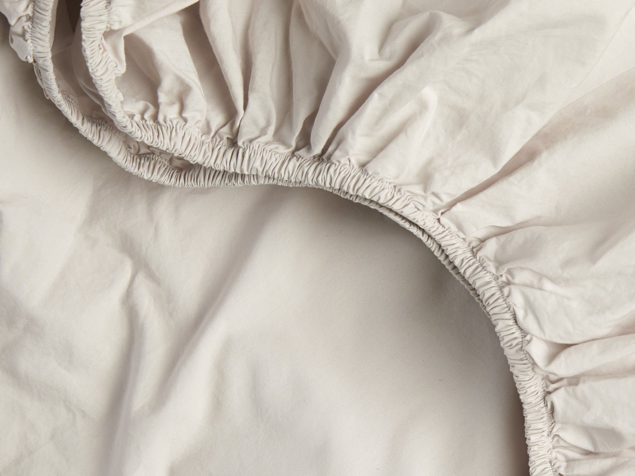 Close Up Of Sand Percale Sheet Set