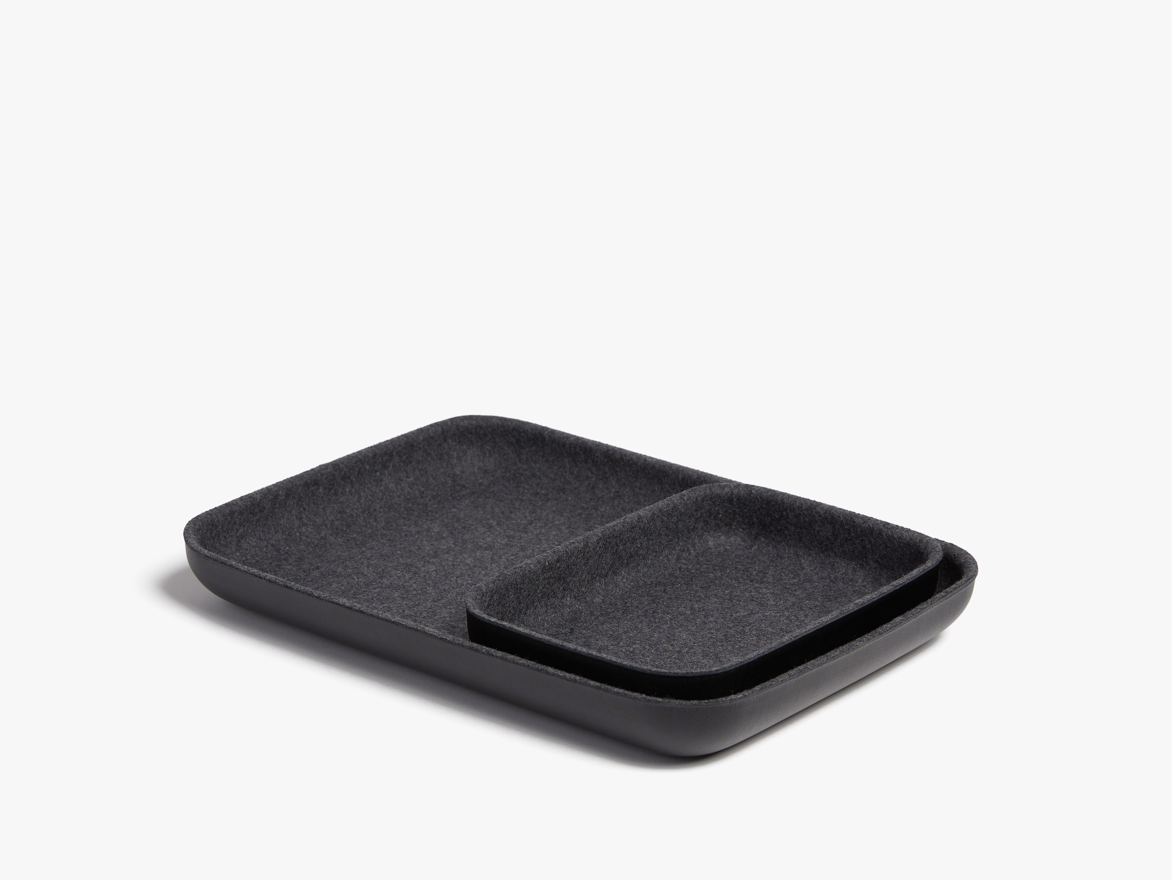 Black And Charcoal Felt Catchall Tray