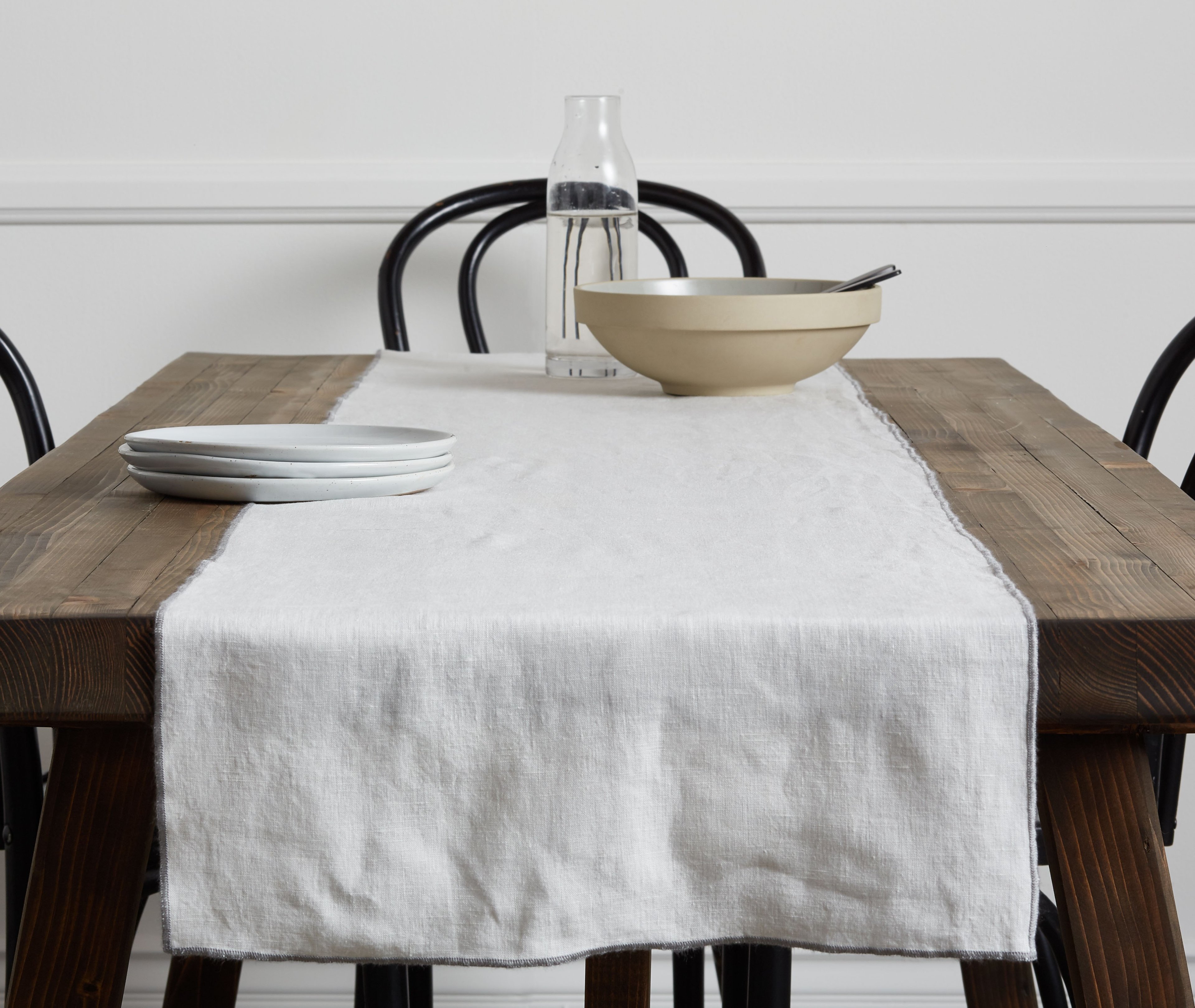 Ivory With Grey Contrast Edge Table Runner