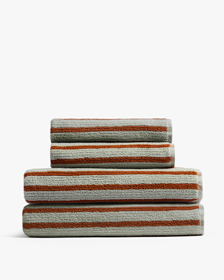 Sage With Russet 2 2 Organic Resort Stripe Bath Bundle