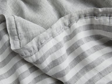 Close Up Of Smoke Striped Linen Quilt