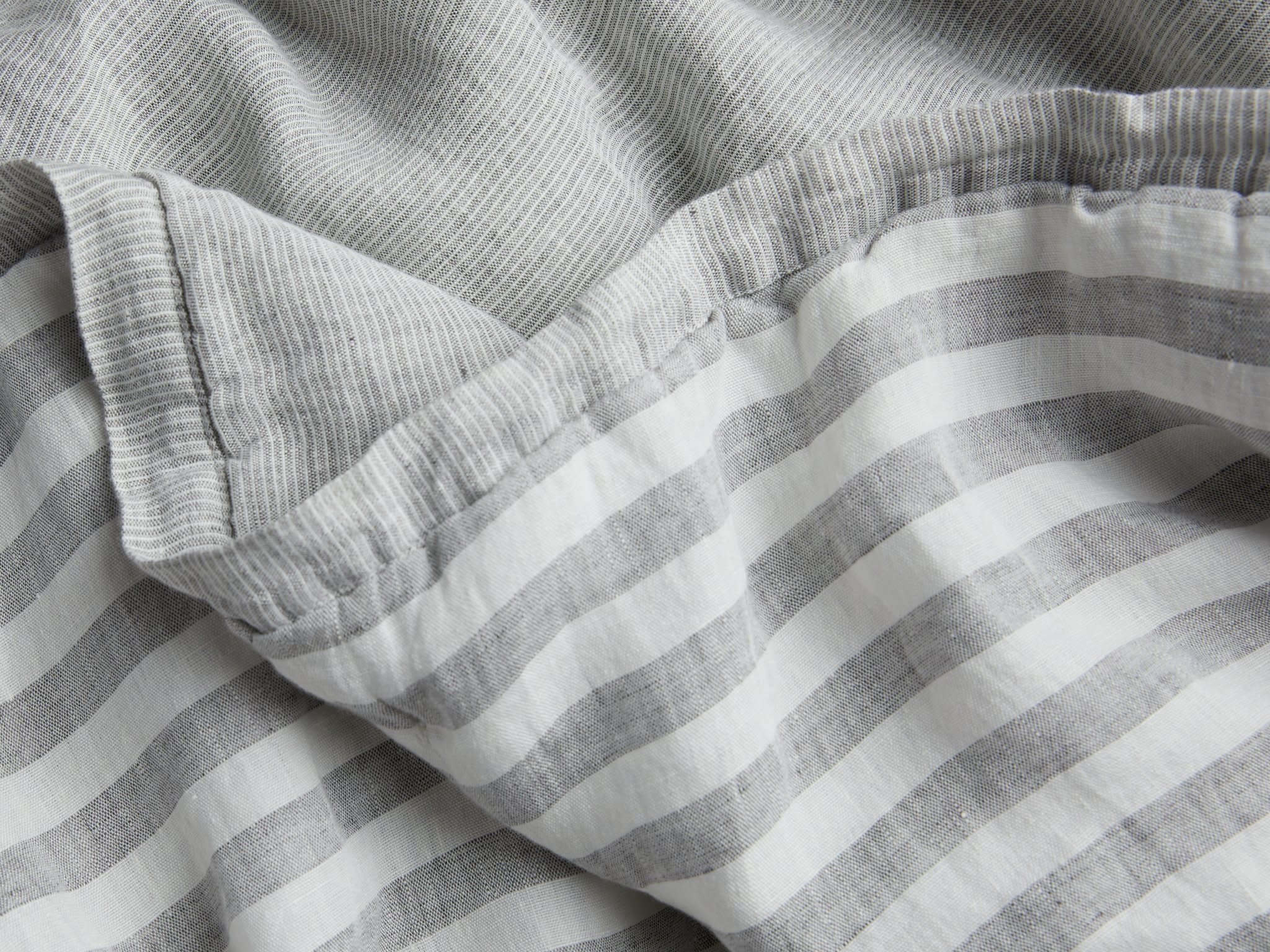 Close Up Of Striped Linen Quilt