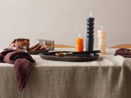 Linen Waffle Tabletop Collection Shown In A Room