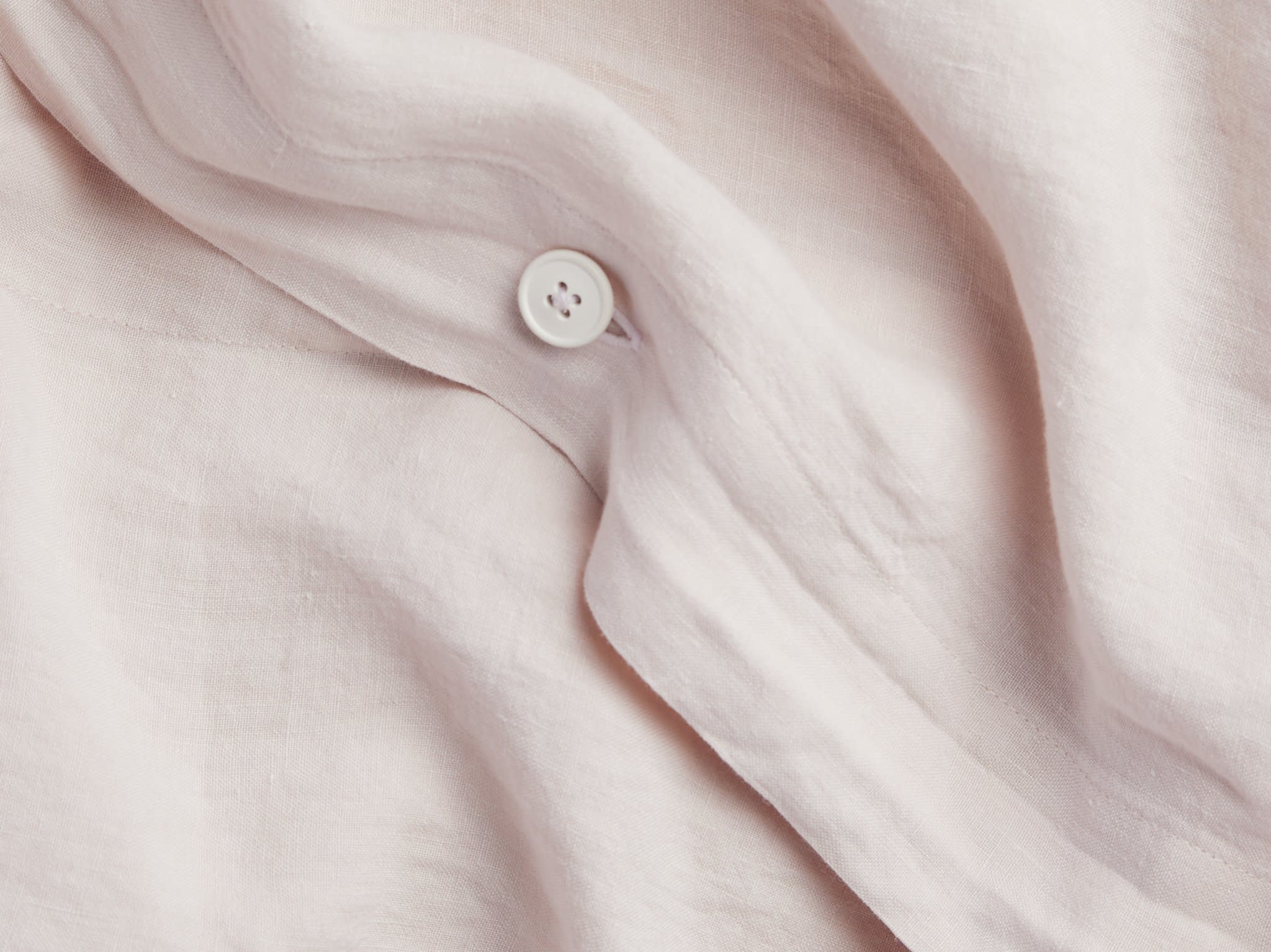 Close Up Of Blush Linen Duvet Cover
