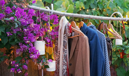 Coats on a coat rack