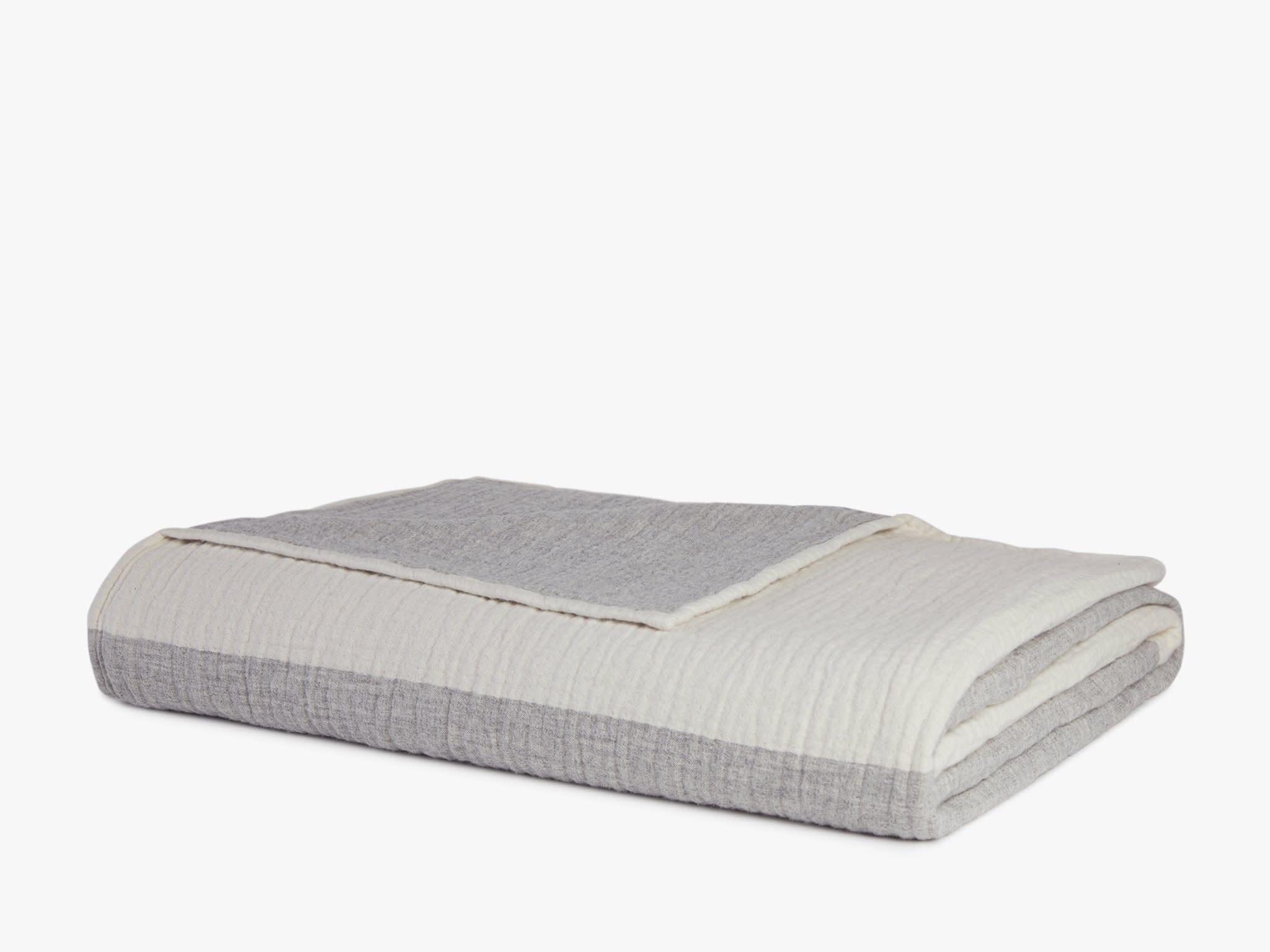 Grey And Ecru Wool Gauze Bed Blanket Product Image