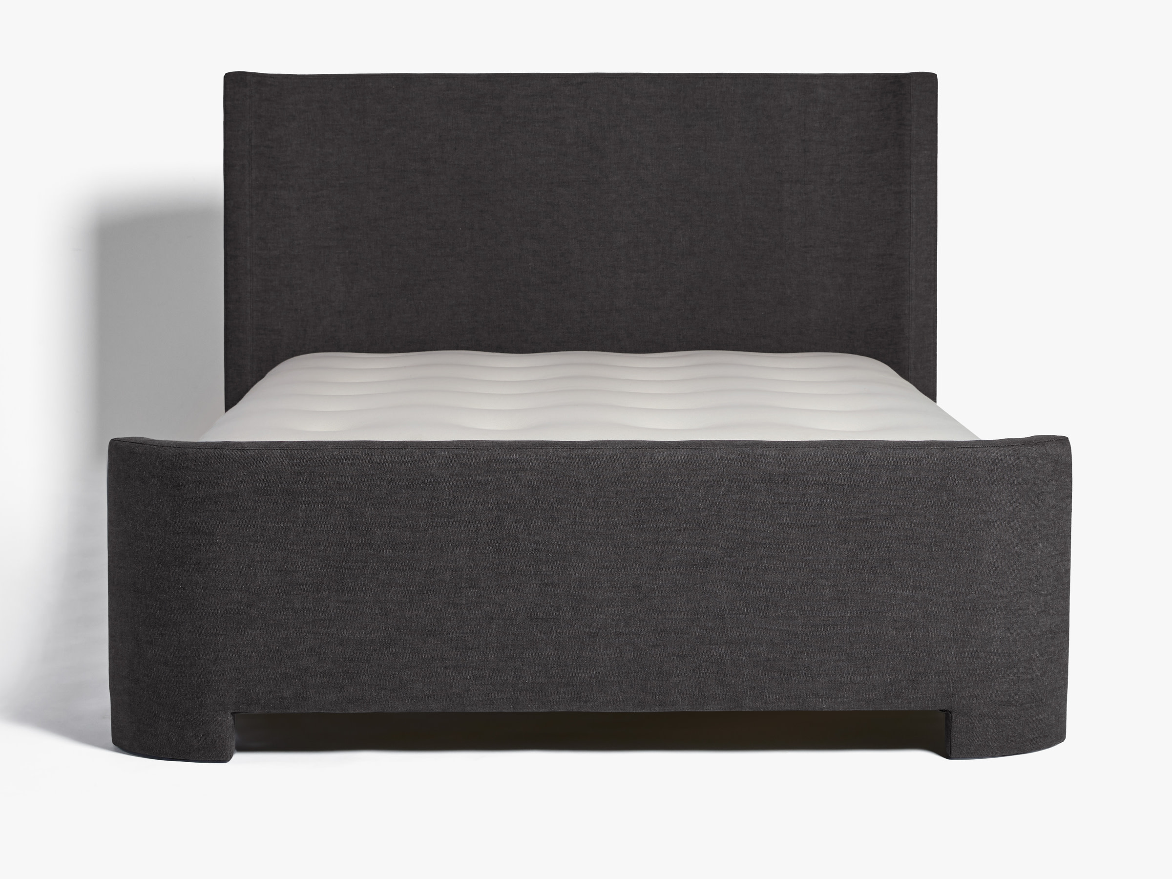 Charcoal Linen Cotton Blend Canyon Bed Frame With Footboard