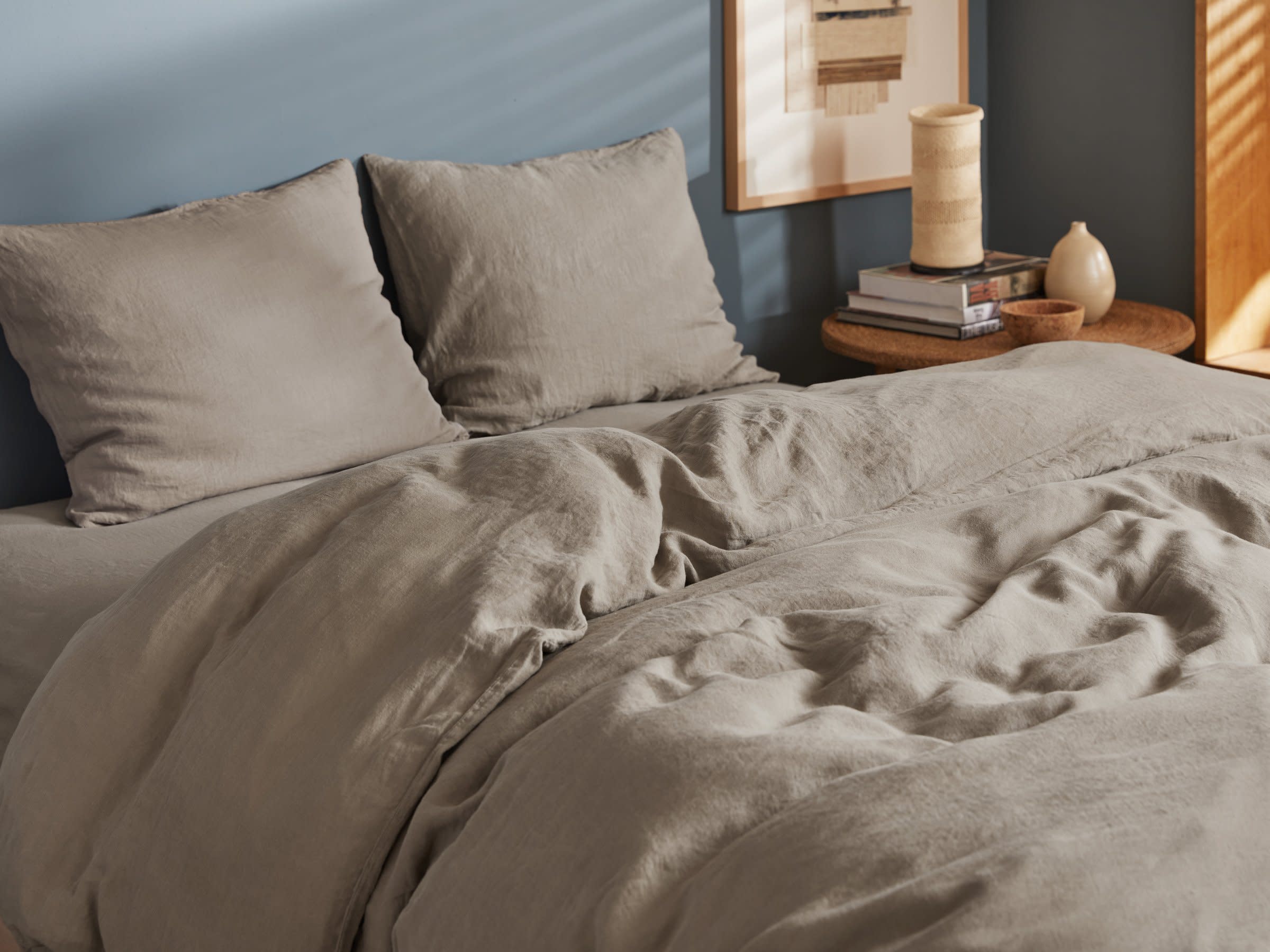 Fawn Linen Duvet Cover Shown In A Room