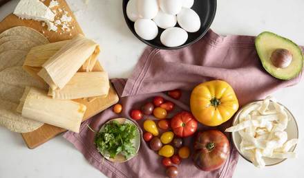 Frittata ingredients laid out. 