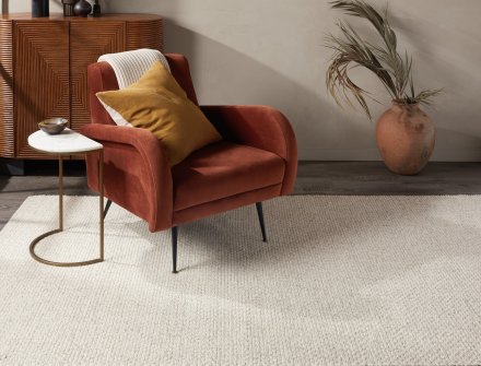 Basket Weave Wool Rug Shown In A Room