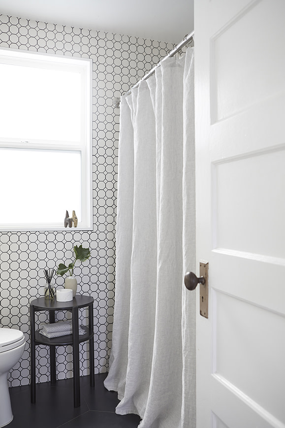 Linen shower curtain
