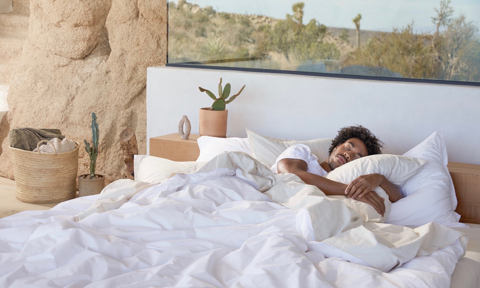 White bedding in the desert 