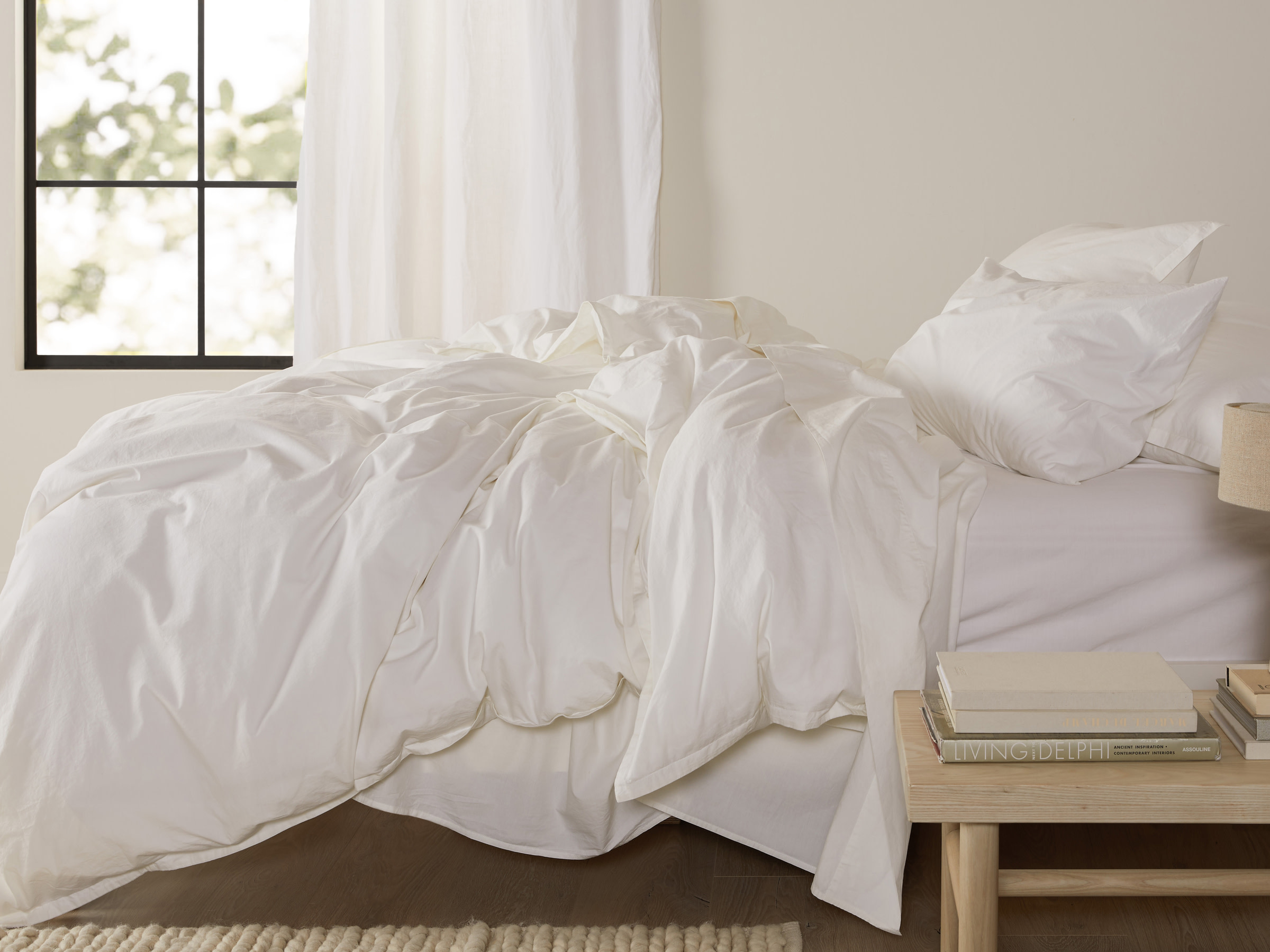 Cream Percale Duvet Cover Shown In A Room