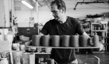 Jono Pandolfi in his ceramic studio