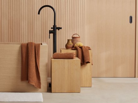 Waffle Towels Shown In A Room