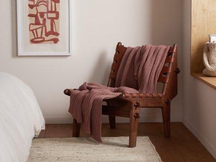 Oversized Rib Knit Throw Shown In A Room