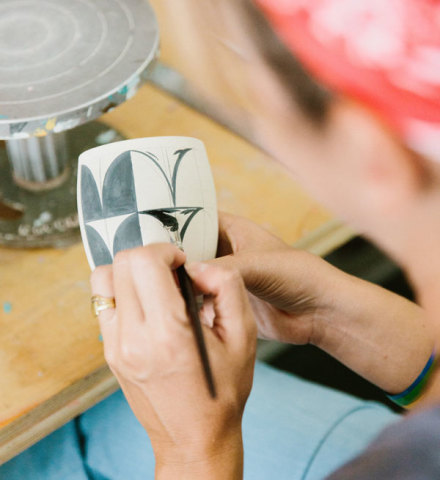 Pottery being painted