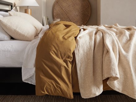 Linea Cotton Coverlet Shown In A Room