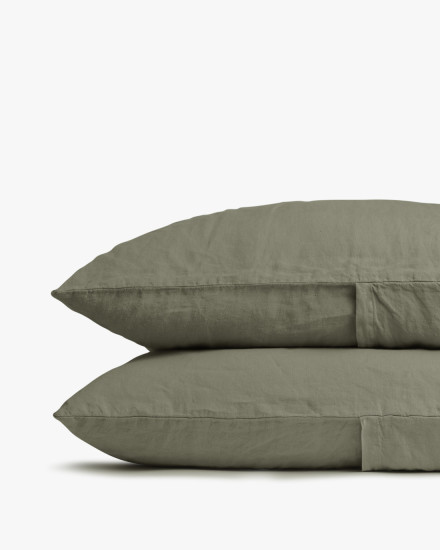 Moss Linen Pillowcase Set