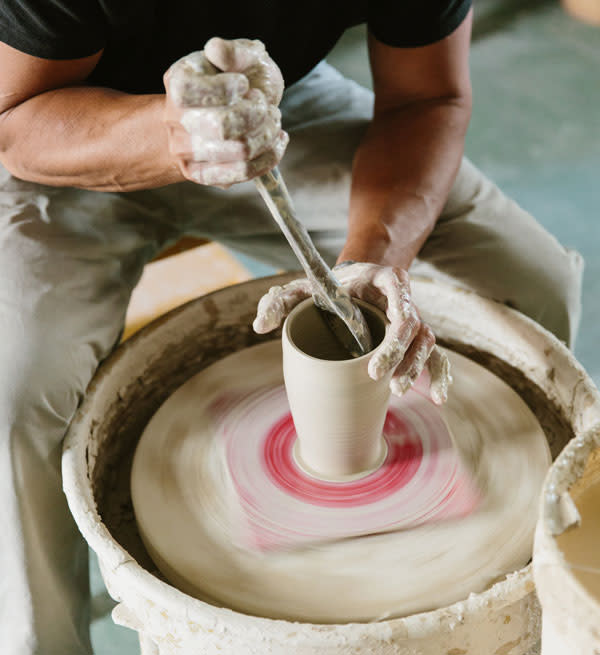 Shaping the clay