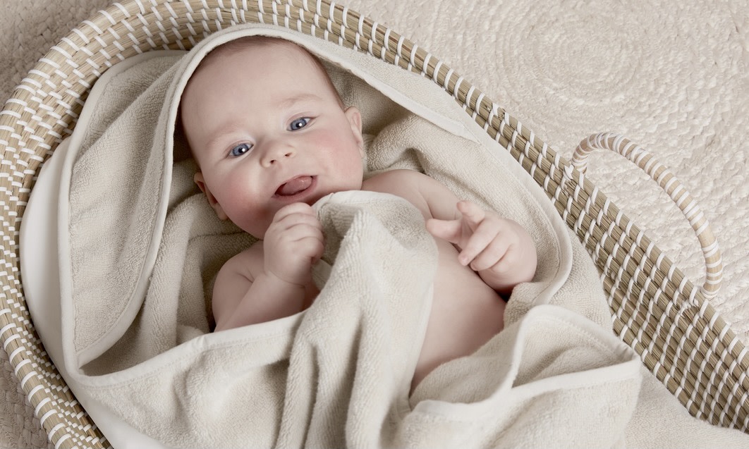 cute baby wearing towel