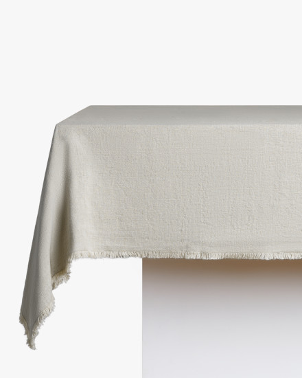 Natural Linen Fringe Tablecloth